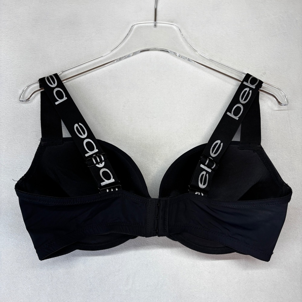 Bebe Bra Women 38D Black Logo Strap Underwire Push-Up 2PKBRA1783